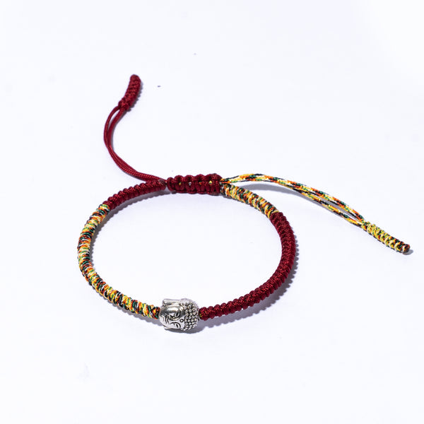 Dark Red Couple Lucky Handmade Knots Thread Bracelet Tibetan Woven Amulet Braided Cord Bracelets