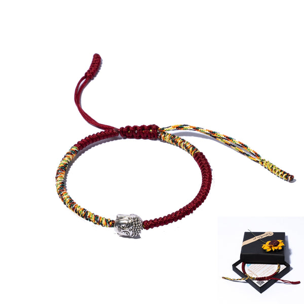 Dark Red Couple Lucky Handmade Knots Thread Bracelet Tibetan Woven Amulet Braided Cord Bracelets