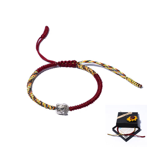 Dark Red Couple Lucky Handmade Knots Thread Bracelet Tibetan Woven Amulet Braided Cord Bracelets