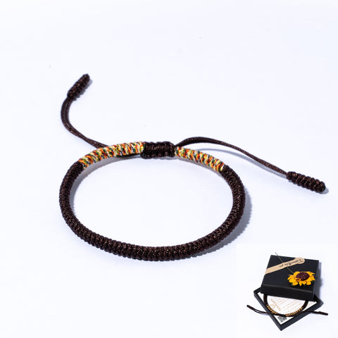 Brown Couple Lucky Handmade Knots Thread Bracelet Tibetan Woven Amulet Braided Cord Bracelets & Bangles For Women Men