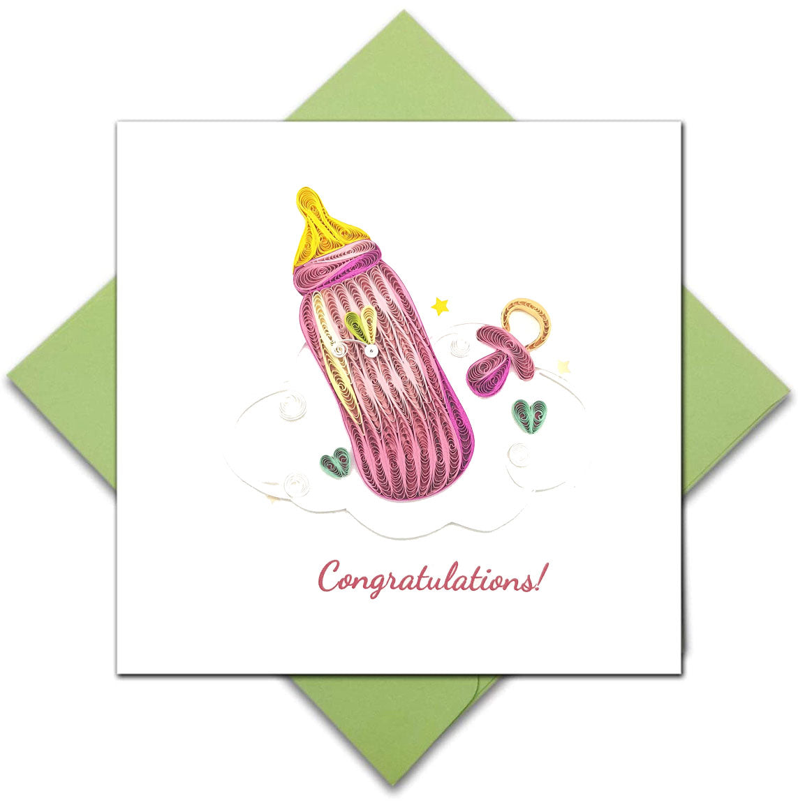 Quilling Card 3D Happy Milk Bottle Unique Dedicated Paper Handmade Art