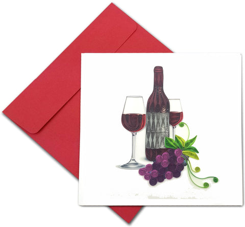 Quilling Card 3D Wine Bottles Unique Dedicated Paper Handmade Art