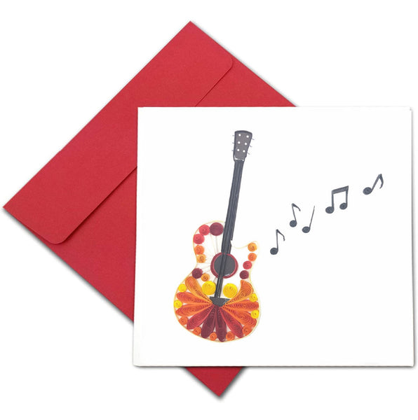 Quilling Card 3D Guitar Unique Dedicated Paper Handmade Art