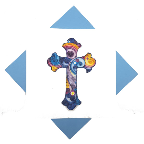 Quilling Card 3D Crucifix Unique Dedicated Paper Handmade Art