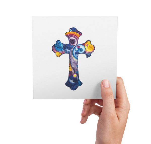 Quilling Card 3D Crucifix Unique Dedicated Paper Handmade Art