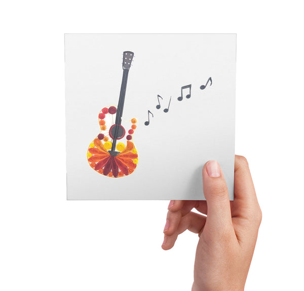 Quilling Card 3D Guitar Unique Dedicated Paper Handmade Art