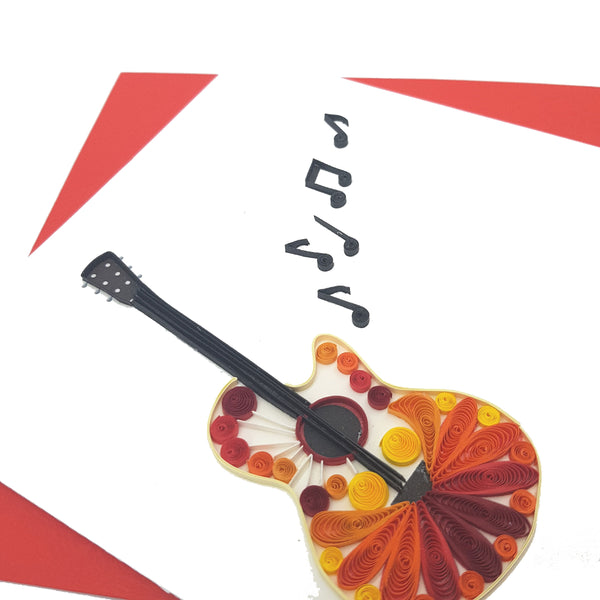 Quilling Card 3D Guitar Unique Dedicated Paper Handmade Art