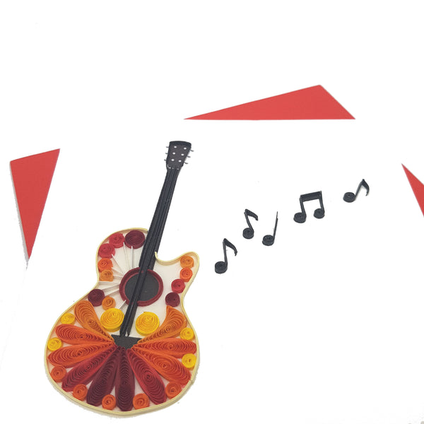 Quilling Card 3D Guitar Unique Dedicated Paper Handmade Art