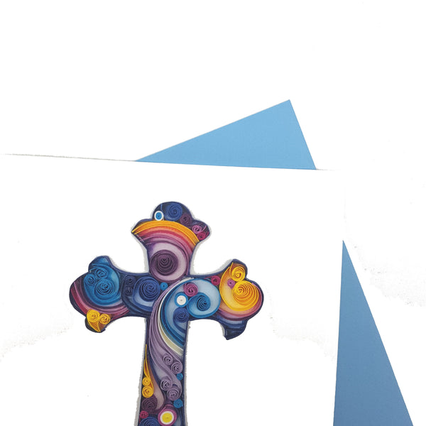 Quilling Card 3D Crucifix Unique Dedicated Paper Handmade Art