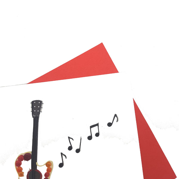 Quilling Card 3D Guitar Unique Dedicated Paper Handmade Art