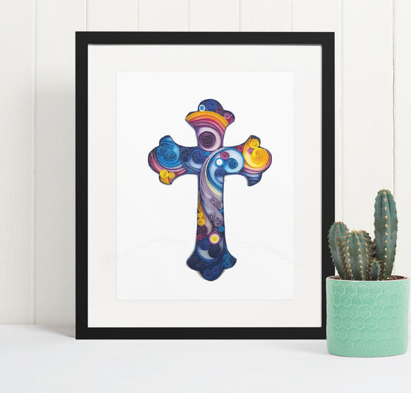 Quilling Card 3D Crucifix Unique Dedicated Paper Handmade Art
