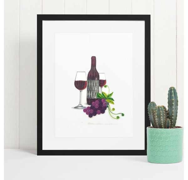 Quilling Card 3D Wine Bottles Unique Dedicated Paper Handmade Art