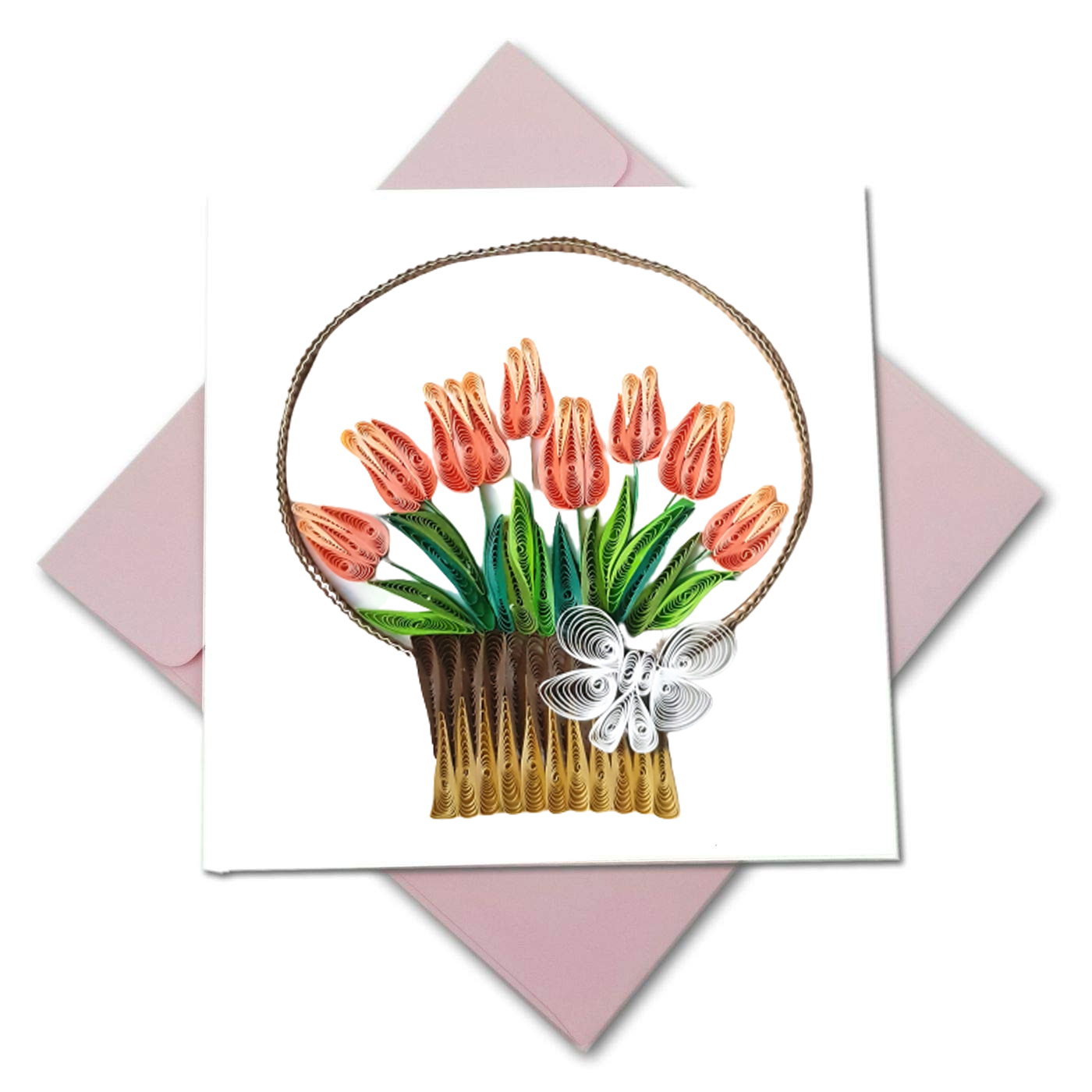 Quilling Card 3D TULIP Unique Dedicated Paper Handmade Art