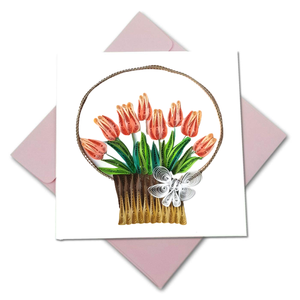 Quilling Card 3D TULIP Unique Dedicated Paper Handmade Art