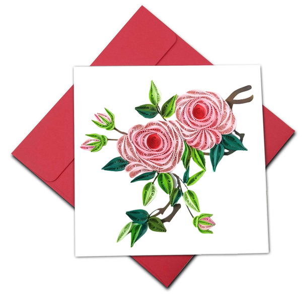 Quilling Card 3D ROSE Unique Dedicated Paper Handmade Art