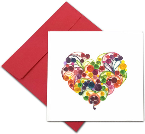 Quilling Card 3D Love Color Heart Unique Dedicated Paper Handmade Art