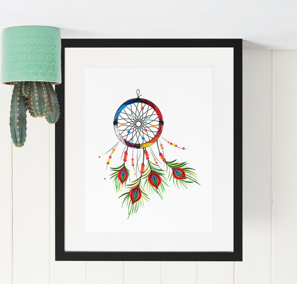 Quilling Card 3D Dream Catcher Quilled Happy Birthday Paper Handmade