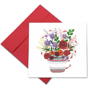 Quilling Card 3D Bright Bouquet Unique Dedicated Paper Handmade Art