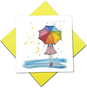 Quilling Card 3D Umbrella Girl Unique Dedicated Paper Handmade Art