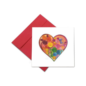 Quilling Card 3D Heart Colorful Unique Dedicated Paper Handmade Art