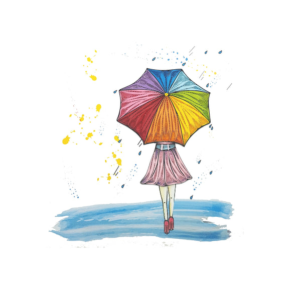 Quilling Card 3D Umbrella Girl Unique Dedicated Paper Handmade Art