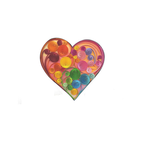 Quilling Card 3D Heart Colorful Unique Dedicated Paper Handmade Art