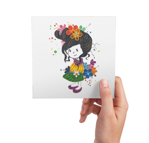 Quilling Card 3D Girl Unique Dedicated Paper Handmade Art