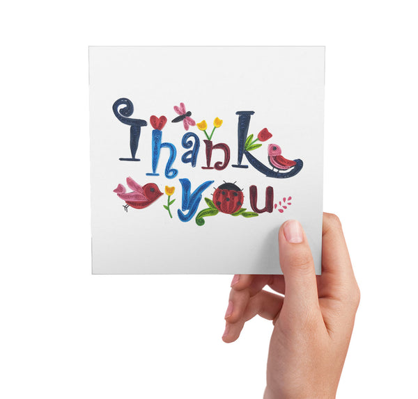 Quilling Card 3D Thank You Unique Dedicated Paper Handmade Art