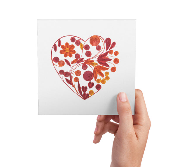 Quilling Card 3D Heart Unique Dedicated Paper Handmade Art