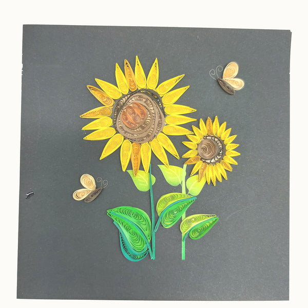 Quilling Card 3D Sun Flower Unique Dedicated Paper Handmade Art