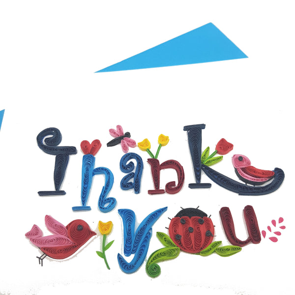 Quilling Card 3D Thank You Unique Dedicated Paper Handmade Art