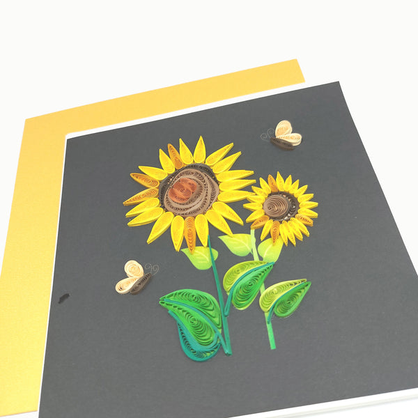 Quilling Card 3D Sun Flower Unique Dedicated Paper Handmade Art