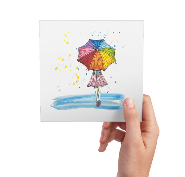 Quilling Card 3D Umbrella Girl Unique Dedicated Paper Handmade Art