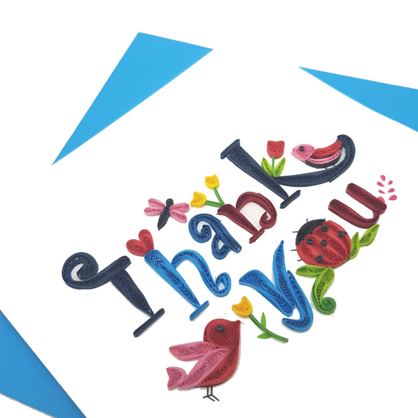 Quilling Card 3D Thank You Unique Dedicated Paper Handmade Art