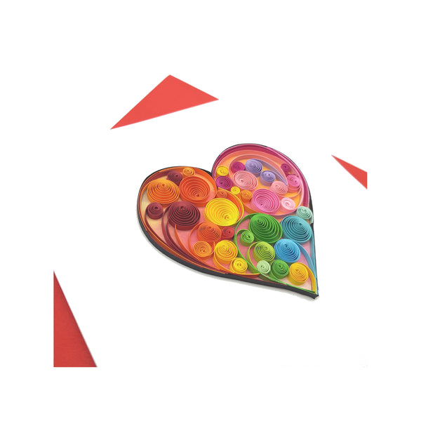 Quilling Card 3D Heart Colorful Unique Dedicated Paper Handmade Art