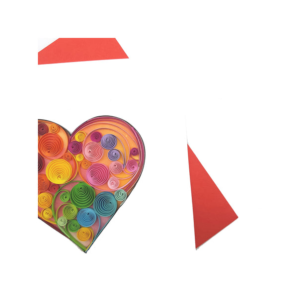 Quilling Card 3D Heart Colorful Unique Dedicated Paper Handmade Art
