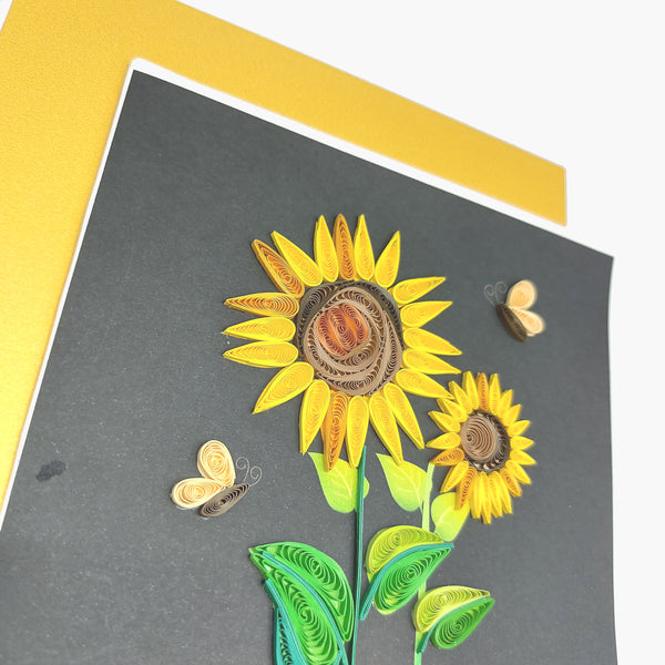 Quilling Card 3D Sun Flower Unique Dedicated Paper Handmade Art