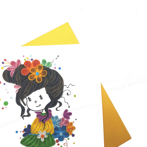 Quilling Card 3D Girl Unique Dedicated Paper Handmade Art