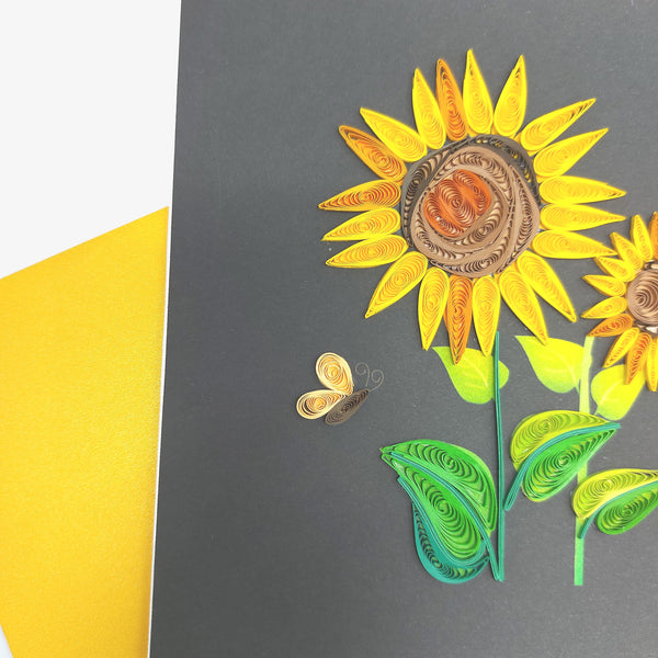 Quilling Card 3D Sun Flower Unique Dedicated Paper Handmade Art