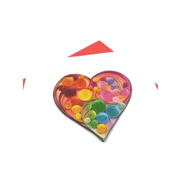 Quilling Card 3D Heart Colorful Unique Dedicated Paper Handmade Art