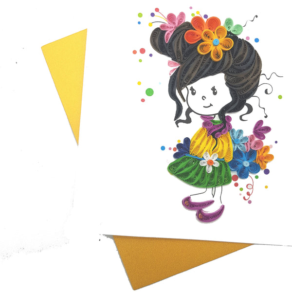 Quilling Card 3D Girl Unique Dedicated Paper Handmade Art