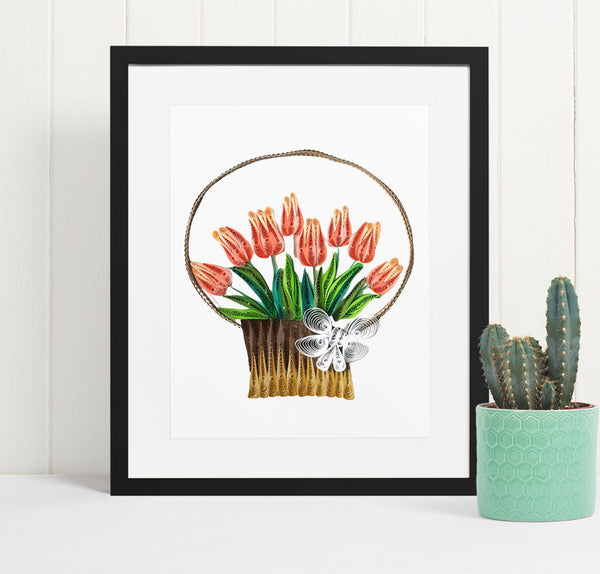 Quilling Card 3D TULIP Unique Dedicated Paper Handmade Art
