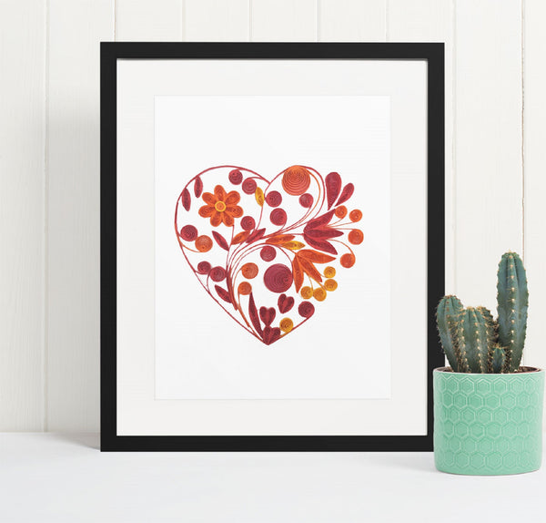 Quilling Card 3D Heart Unique Dedicated Paper Handmade Art