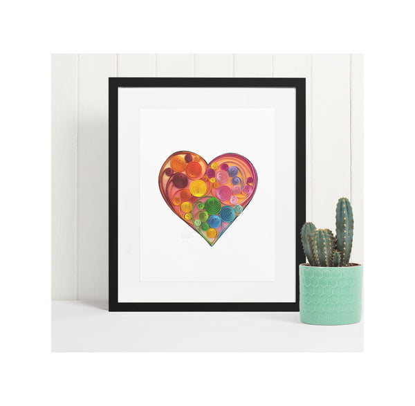 Quilling Card 3D Heart Colorful Unique Dedicated Paper Handmade Art