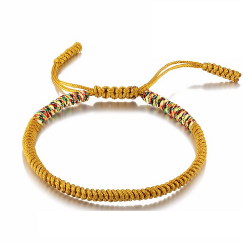 Yellow Couple Lucky Handmade Knots Thread Bracelet Tibetan Woven Amulet Braided Cord Bracelets & Bangles For Women Men
